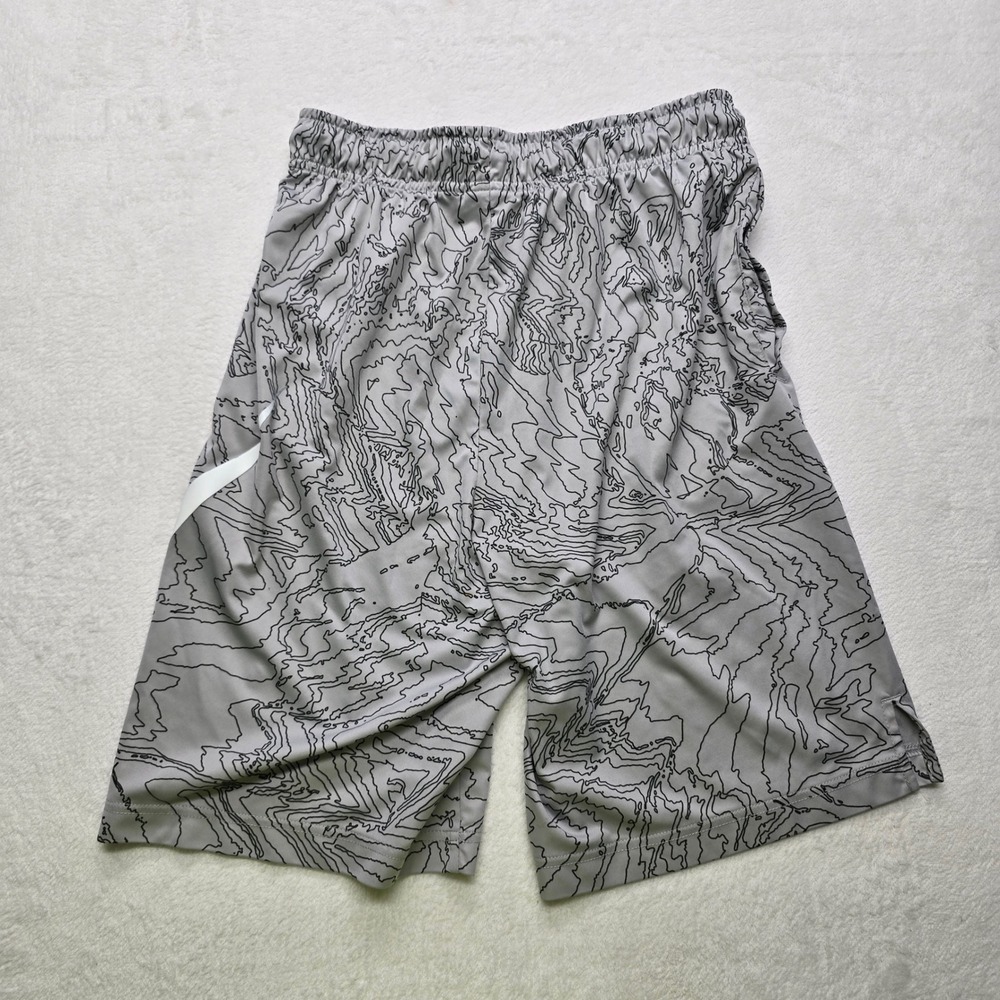 Nike Dri-FIT Topographic Print Basketball Shorts Grey White Kids Boys XL - Picture 2 of 7